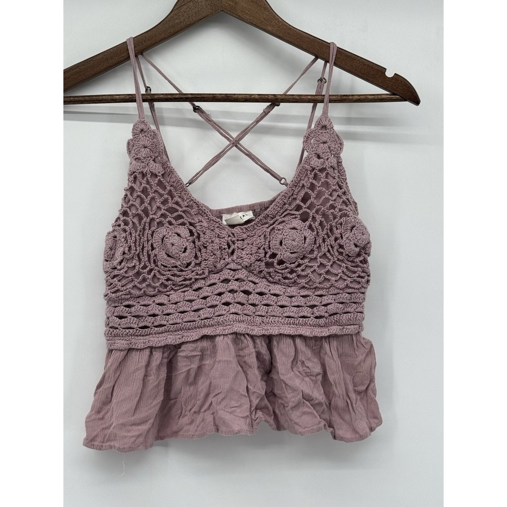 Aeropostale Pink Purple Crochet Tank Top Boho Festival concert rodeo‎ S indie